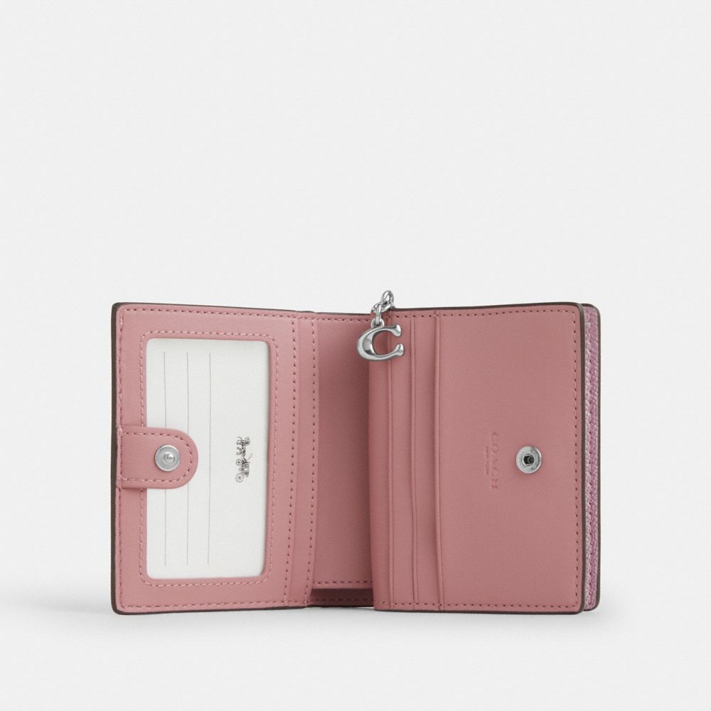 COACH®,Boxed Snap Wallet And Picture Frame Charm In Signature Canvas,Pink,Inside View,Top View