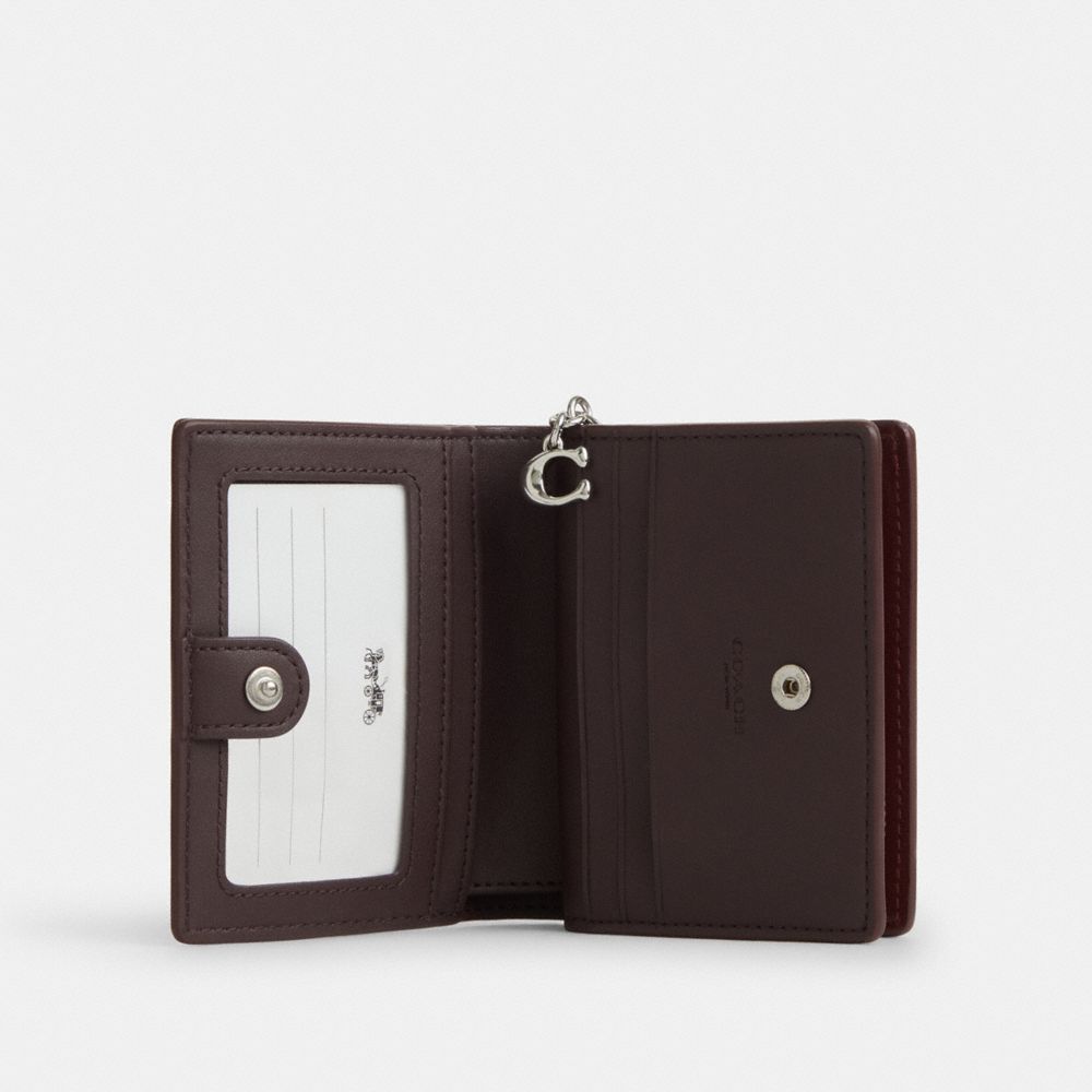 COACH®,Boxed Snap Wallet And Picture Frame Bag Charm,Maroon,Inside View,Top View