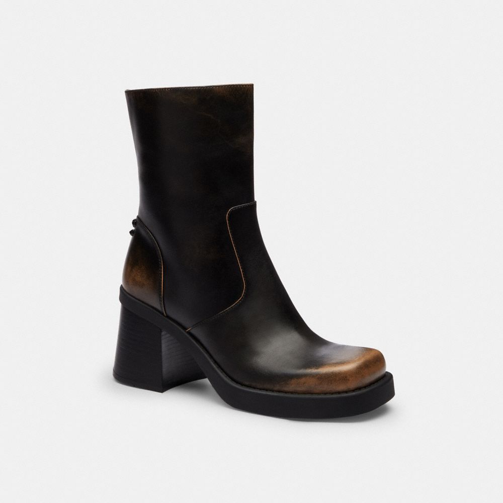 Coach Sculpted C Bootie In Loved Leather In Black