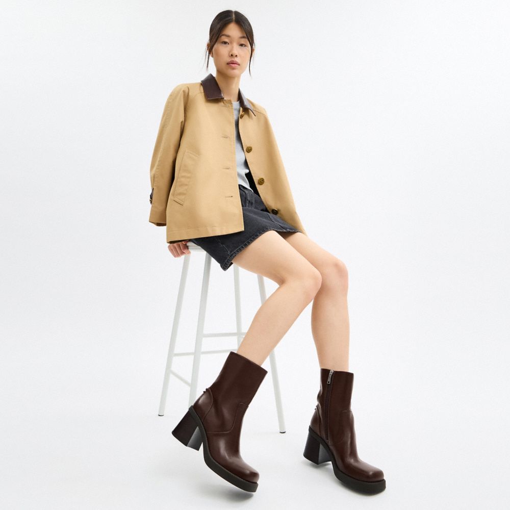 Coach Sculpted C Bootie In Brown