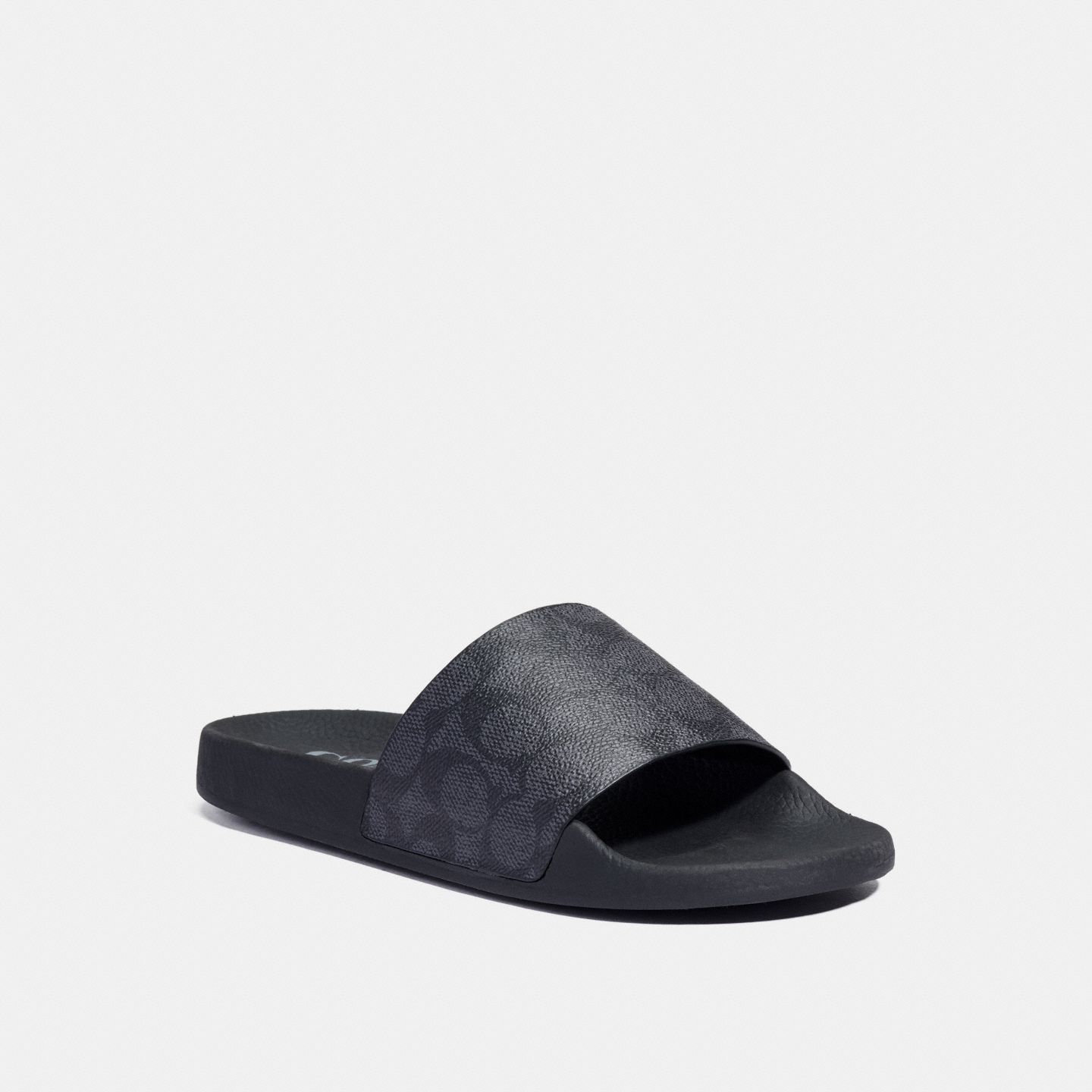 Женские сандалии Coach Udele Sport Slide In Signature Canvas, цвет: Угольный / Чёрный — фото 1