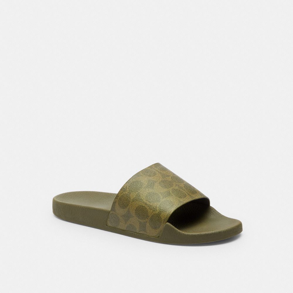 Coach Udele Sport Slide In Signature Canvas In Green