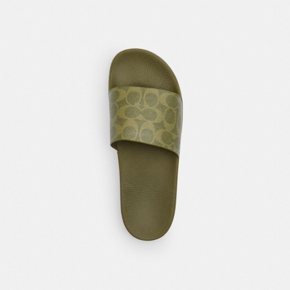 COACH®,Udele Sport Slide In Signature Canvas,Canvas,Rubber,Slides,Casual,Olive,Inside View,Top View