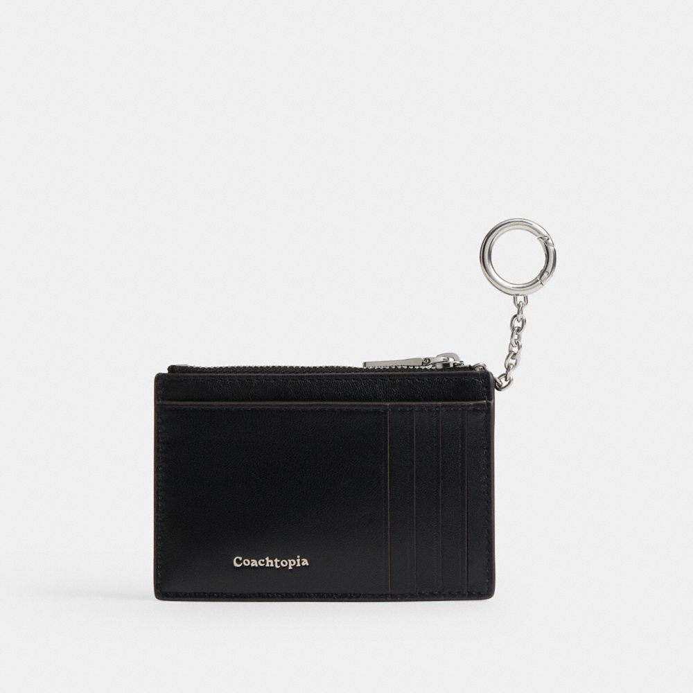 COACH®,Zip Card Case With Key Ring In Checkerboard Upcrafted Leather,,Back View