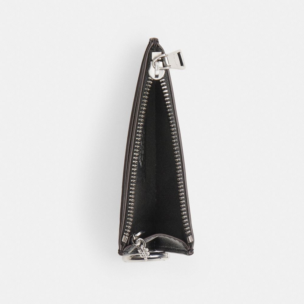 Coach Zip Card Case With Key Ring In Checkerboard Upcrafted Leather In Black