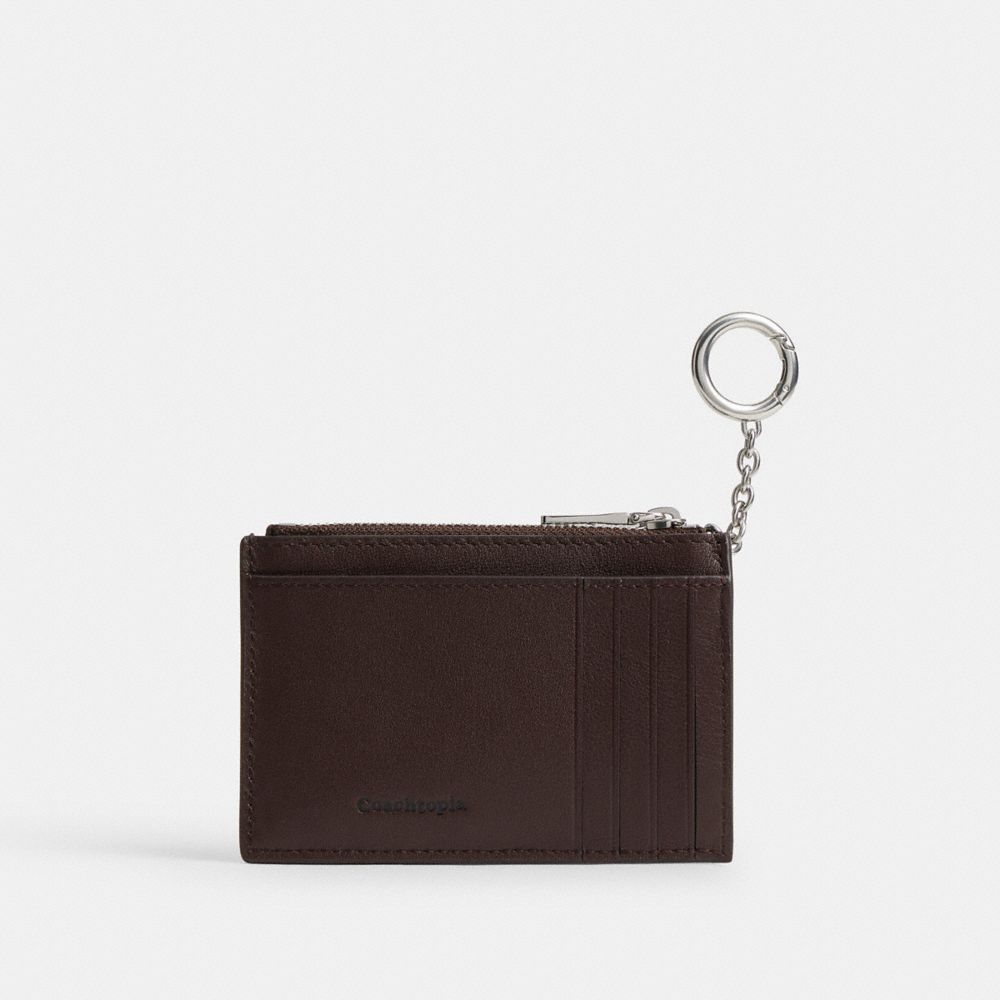 COACH®,Zip Card Case With Key Ring In Checkerboard Upcrafted Leather,,Back View
