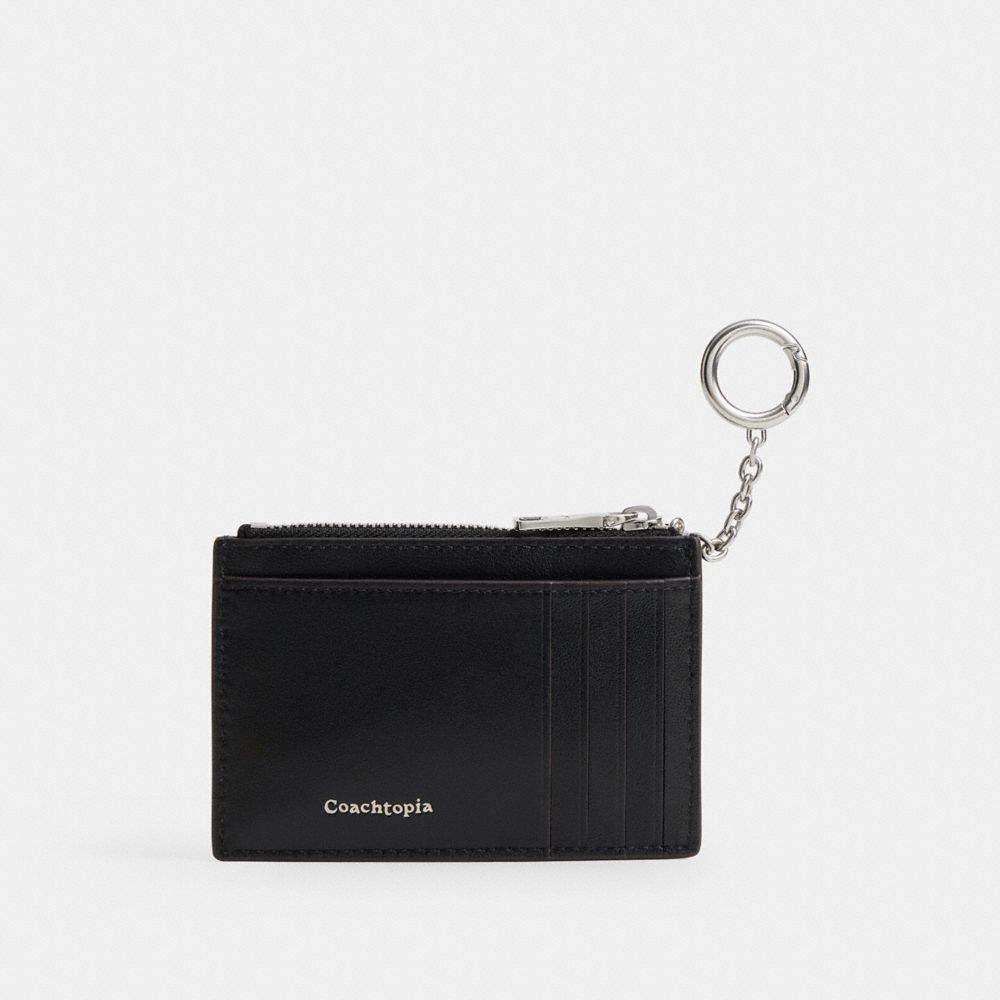 COACH®,Zip Card Case With Key Ring In Checkerboard Upcrafted Leather,,Back View