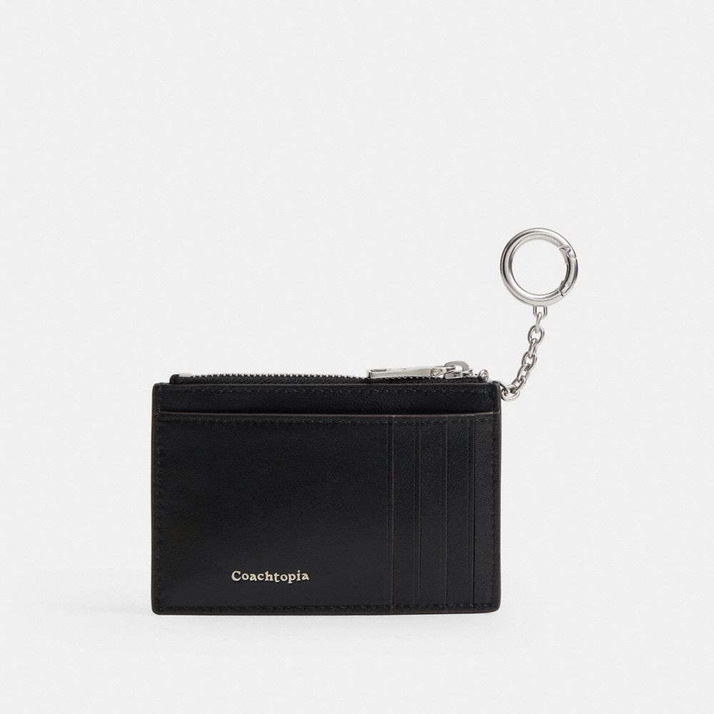 Coach Zip Card Case With Key Ring In Checkerboard Upcrafted Leather In Multi