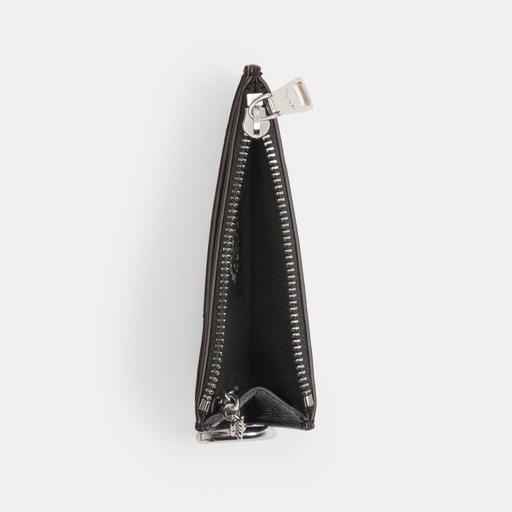 Coach Zip Card Case With Key Ring In Checkerboard Upcrafted Leather In Multi