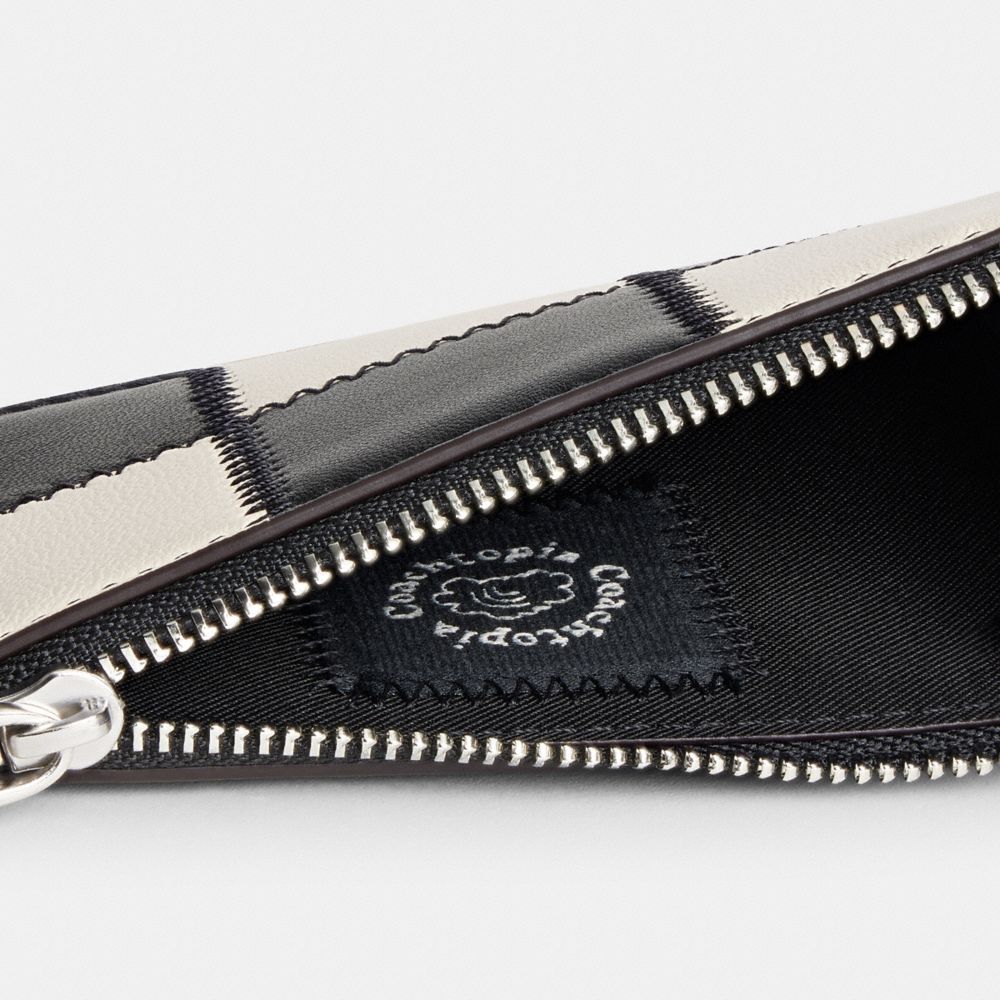 Zip Card Case With Key Ring Checkerboard Upcrafted Leather