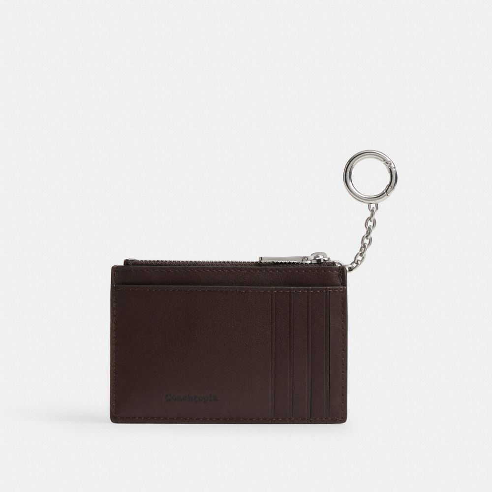 COACH®,Zip Card Case With Key Ring In Checkerboard Upcrafted Leather,,Back View