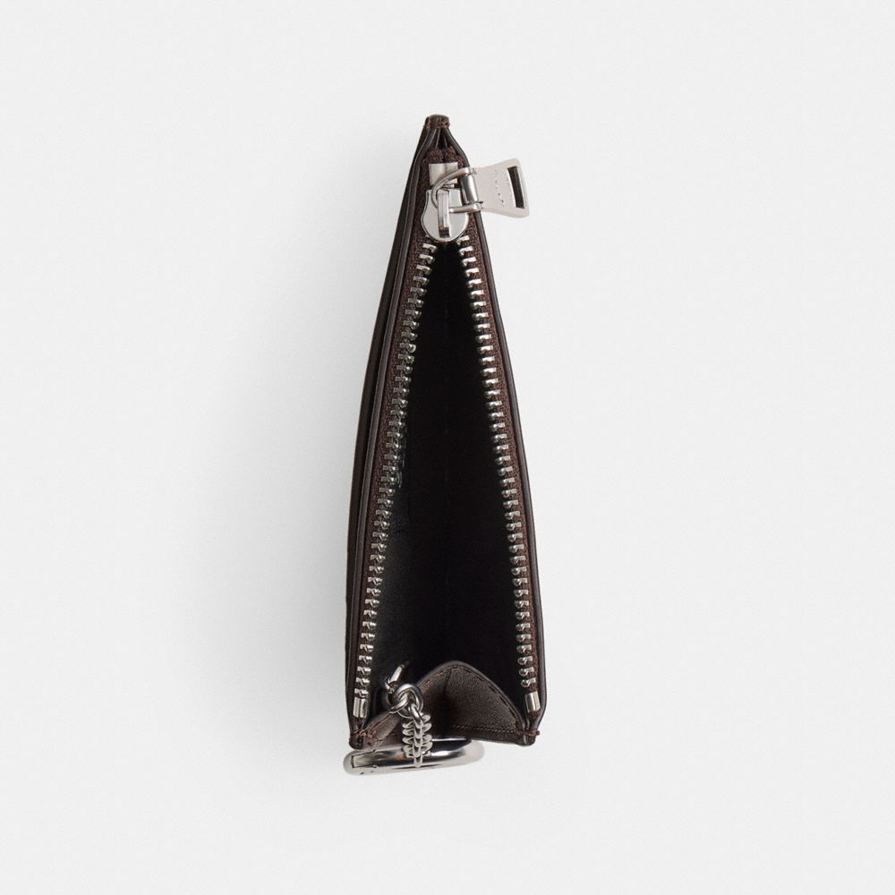 COACH®,Zip Card Case With Key Ring In Checkerboard Upcrafted Leather,,Inside View,Top View