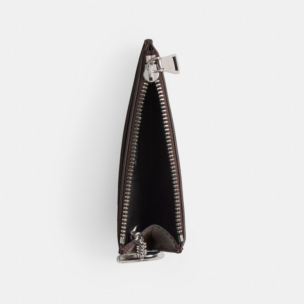 Coach Zip Card Case With Key Ring In Checkerboard Upcrafted Leather In Brown