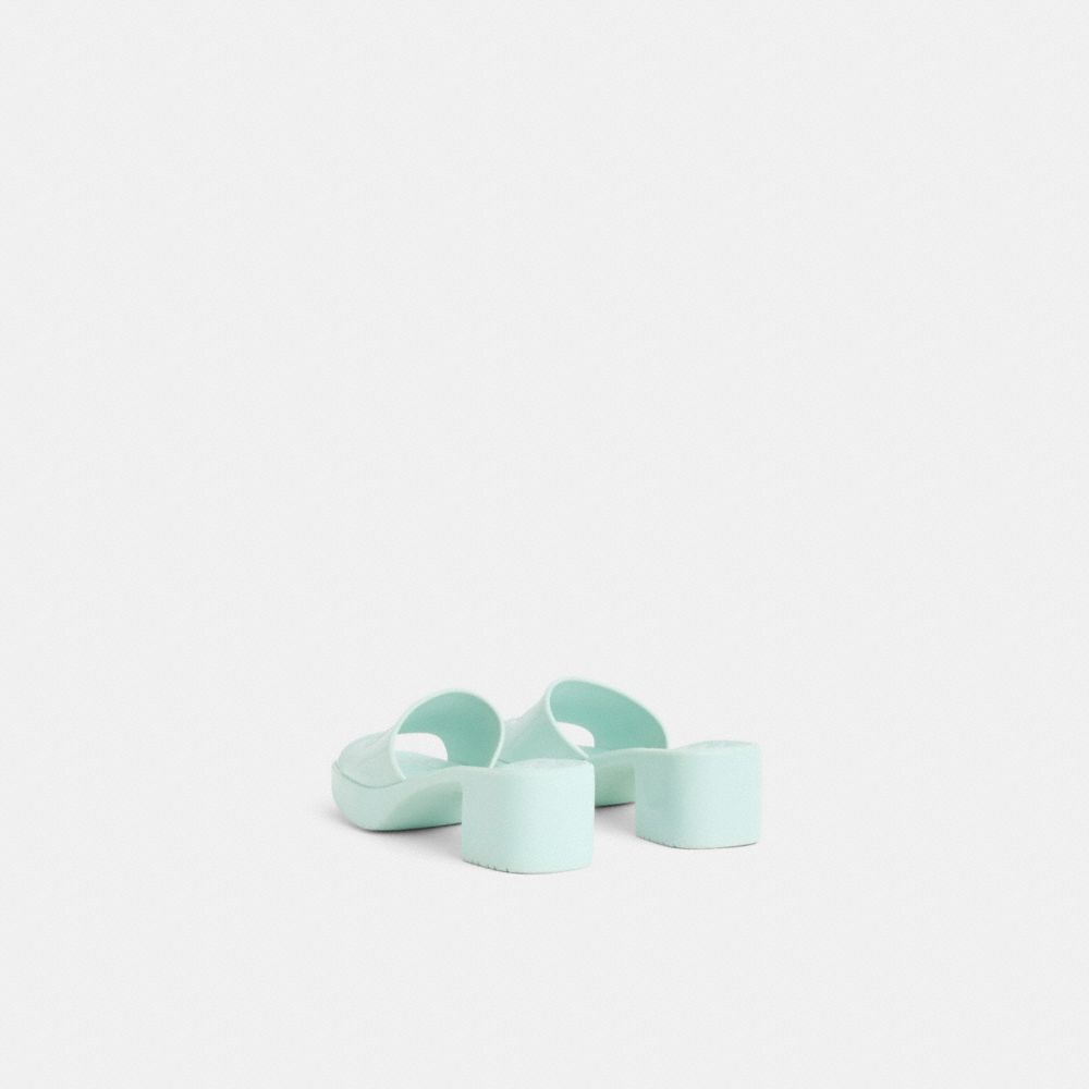 COACH®,Restored Scarlett Sandal,Rubber,Slides,Logo,Water Resistant,Day Party,Turquoise,Back View