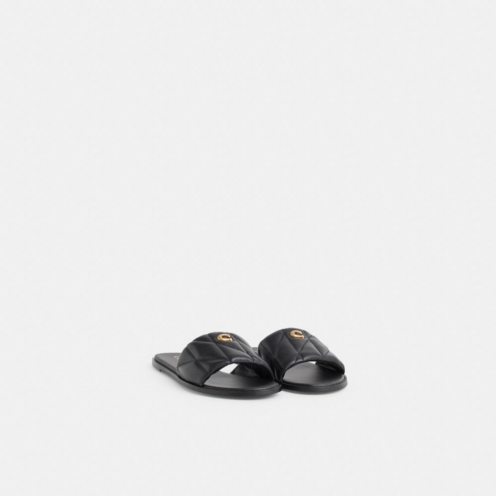 COACH®,Restored Holly Sandal With Quilting,Black,Angle View