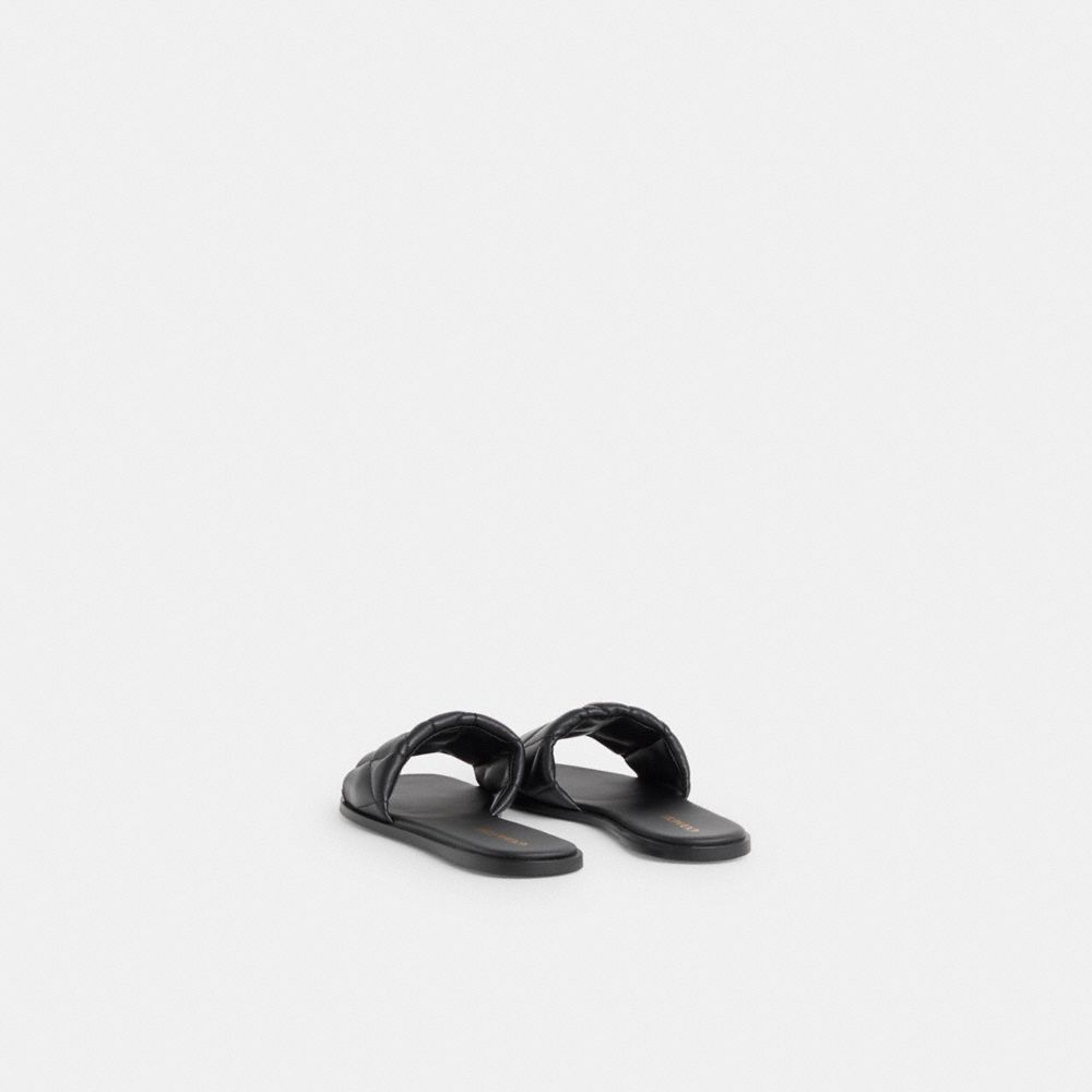 COACH®,Restored Holly Sandal With Quilting,Black,Back View