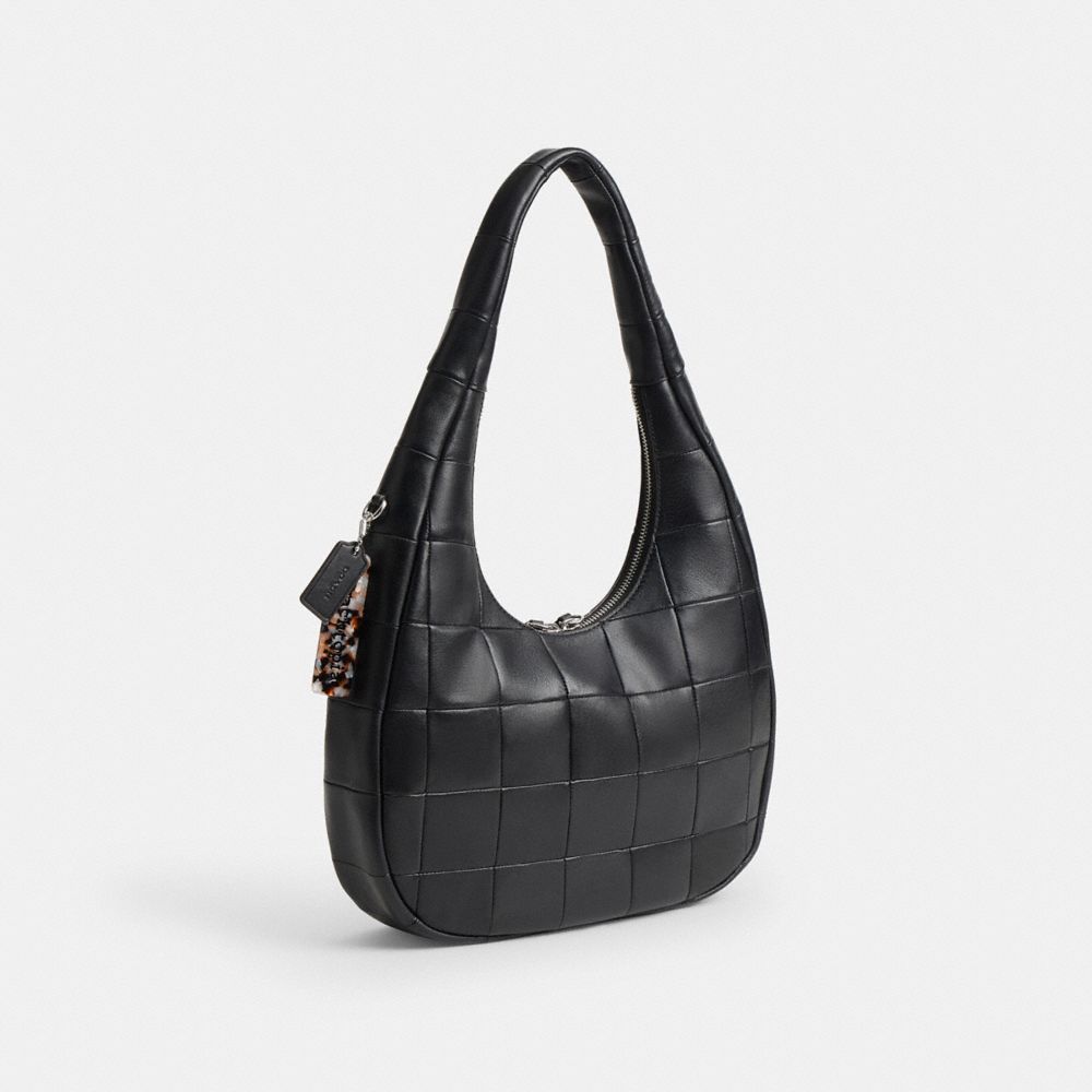 Coach Alter/ego Crescent Shoulder Bag In Checkerboard Upcrafted Leather In Black