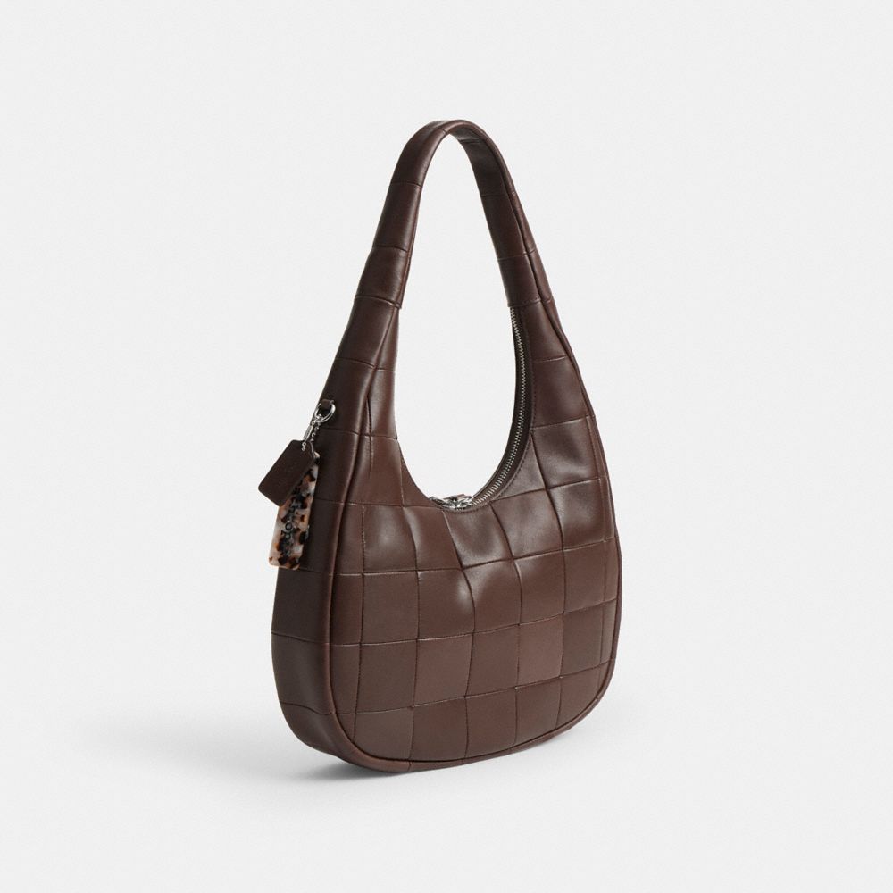 Coach Alter/ego Crescent Shoulder Bag In Checkerboard Upcrafted Leather In Brown