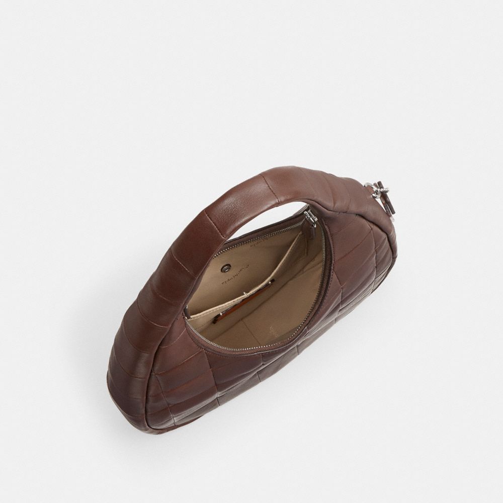 Coach Alter/ego Crescent Shoulder Bag In Checkerboard Upcrafted Leather In Brown