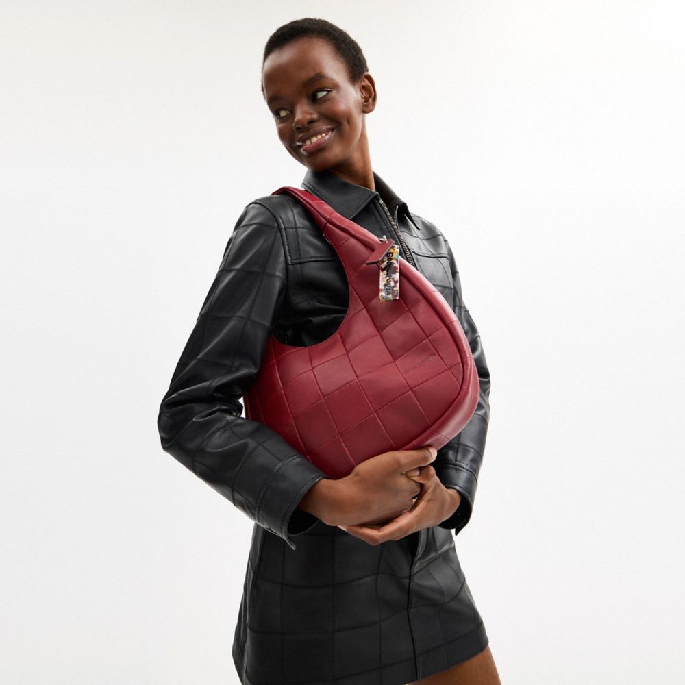 Coach Alter/ego Crescent Shoulder Bag In Checkerboard Upcrafted Leather