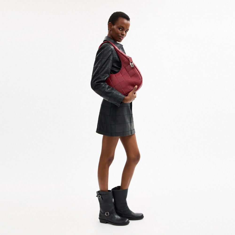 Coach Alter/ego Crescent Shoulder Bag In Checkerboard Upcrafted Leather