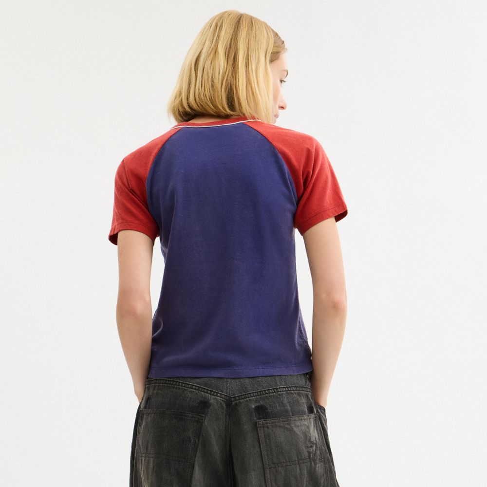COACH®,Lipstick Graphic Raglan T Shirt In Organic Cotton,,Scale View