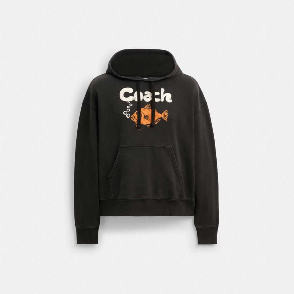 Coach Fish Graphic Hoodie In Black