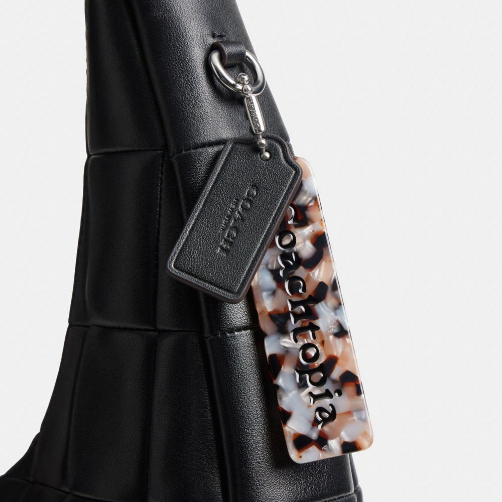 Coach Alter/ego Large Crescent Shoulder Bag In Checkerboard Upcrafted Leather In Black