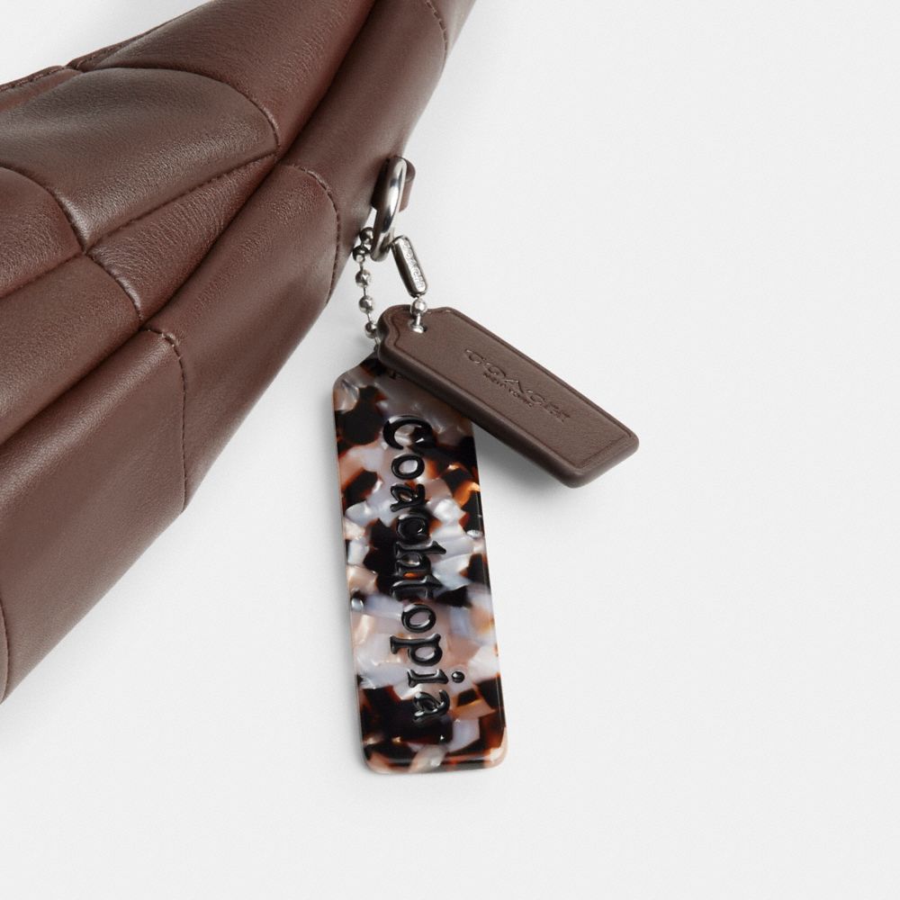 Coach Alter/ego Large Crescent Shoulder Bag In Checkerboard Upcrafted Leather In Brown
