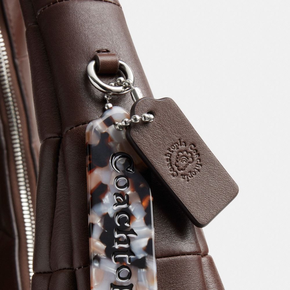 Coach Alter/ego Large Crescent Shoulder Bag In Checkerboard Upcrafted Leather In Brown