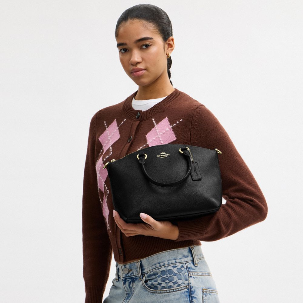 COACH®,Sadie Satchel Bag,Black,Detail View