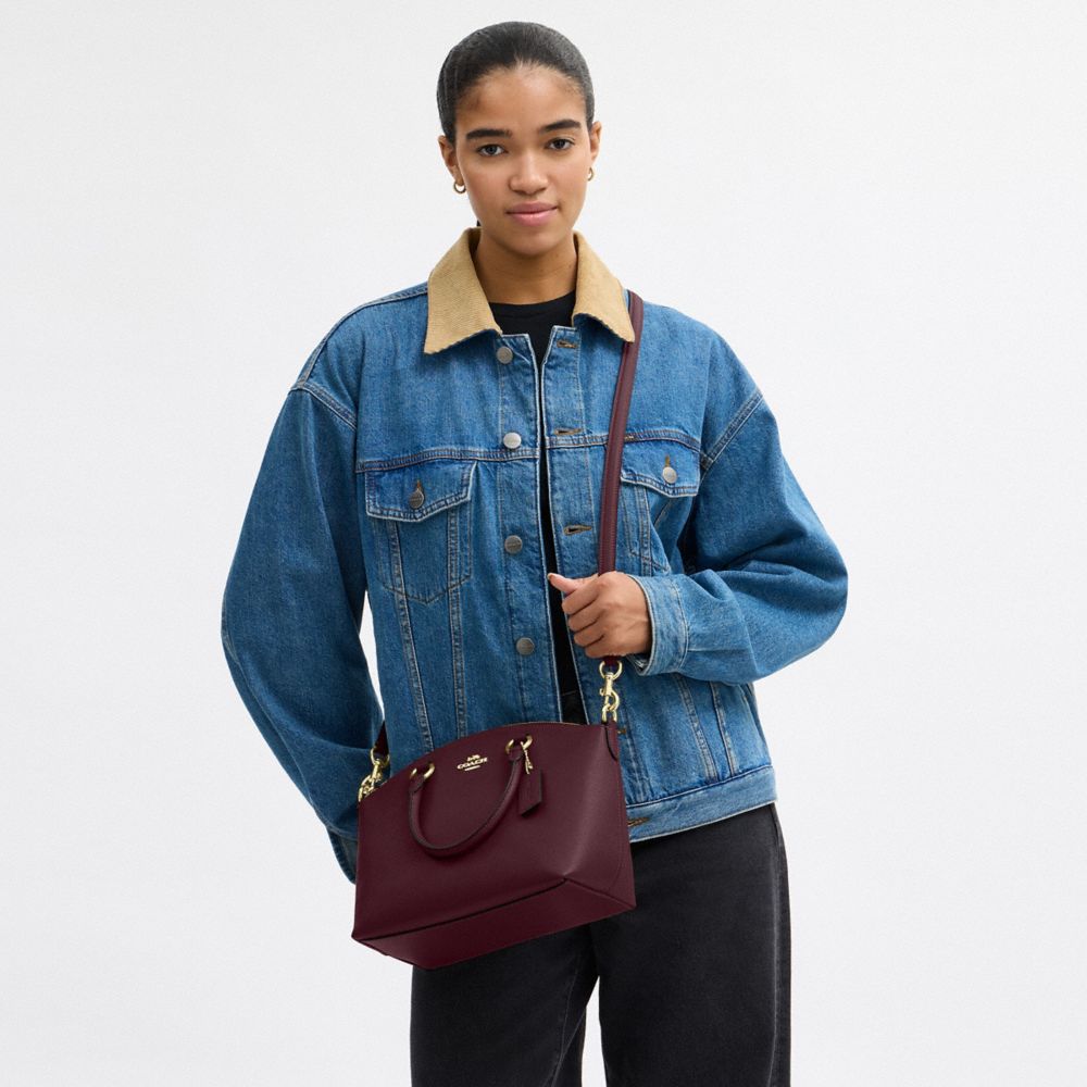 COACH®,Sadie Satchel Bag,Maroon