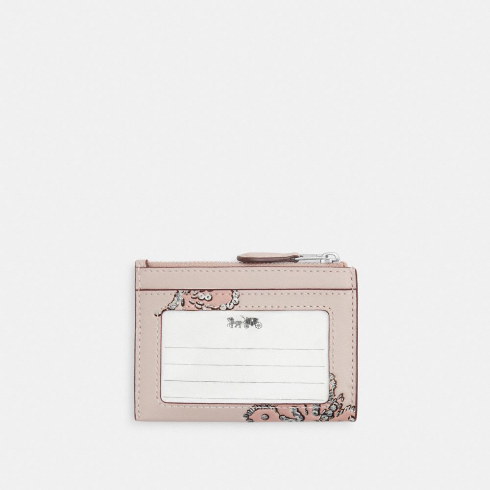 COACH®,Mini Skinny Id Case With Butterfly Print,Card Case,Coin,Metal,Key Ring,Casual,Beige,Back View