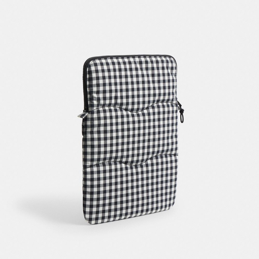 COACH®,Coachtopia Loop Laptop Sleeve With Wavy Quilting In Gingham,,Angle View