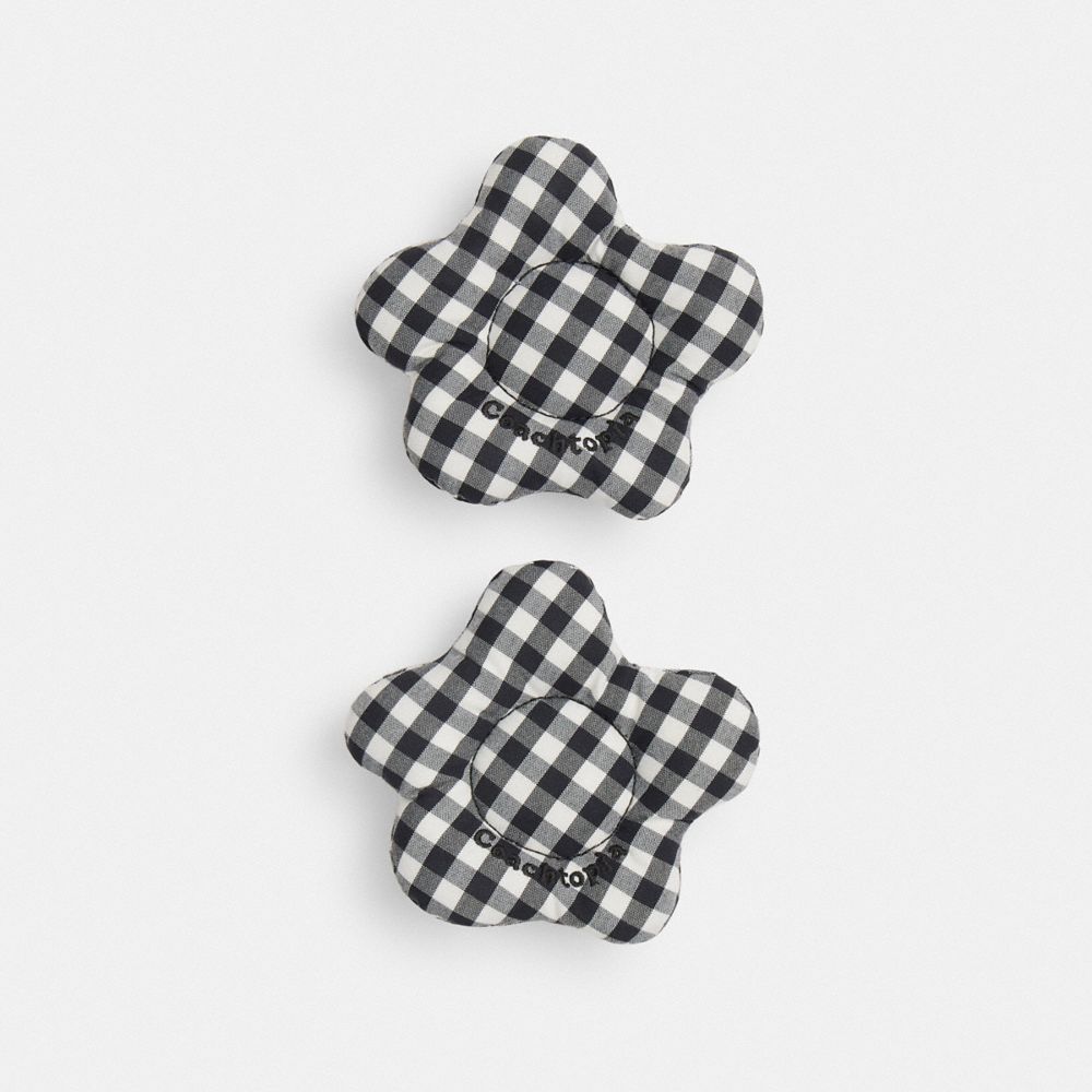 COACH®,Coachtopia Loop Flower Headphone Covers In Gingham,,Inside View,Top View