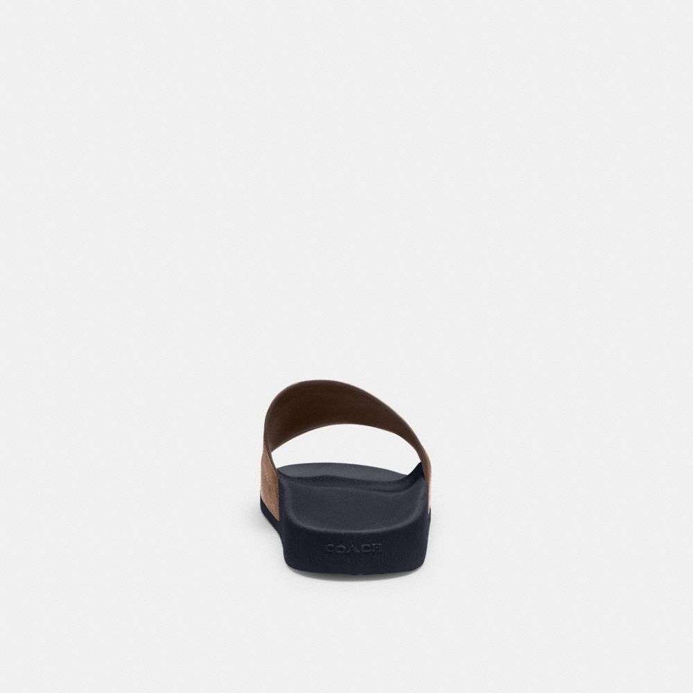 Coach Pool Slide In Signature Canvas In Black