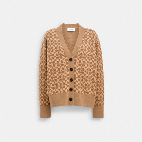Coach Signature Relaxed V-Neck Cardigan