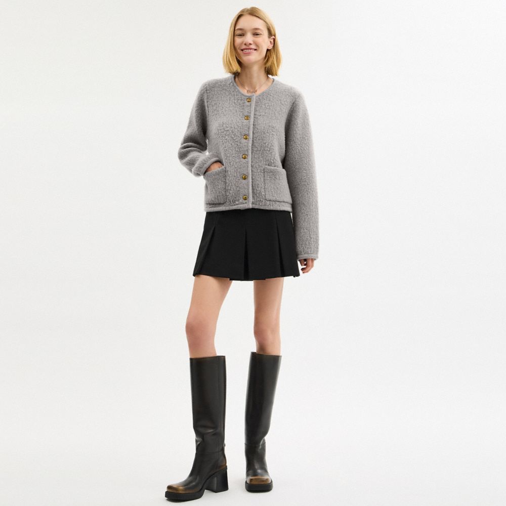 COACH®,Brushed Heritage Cardigan,,Scale View