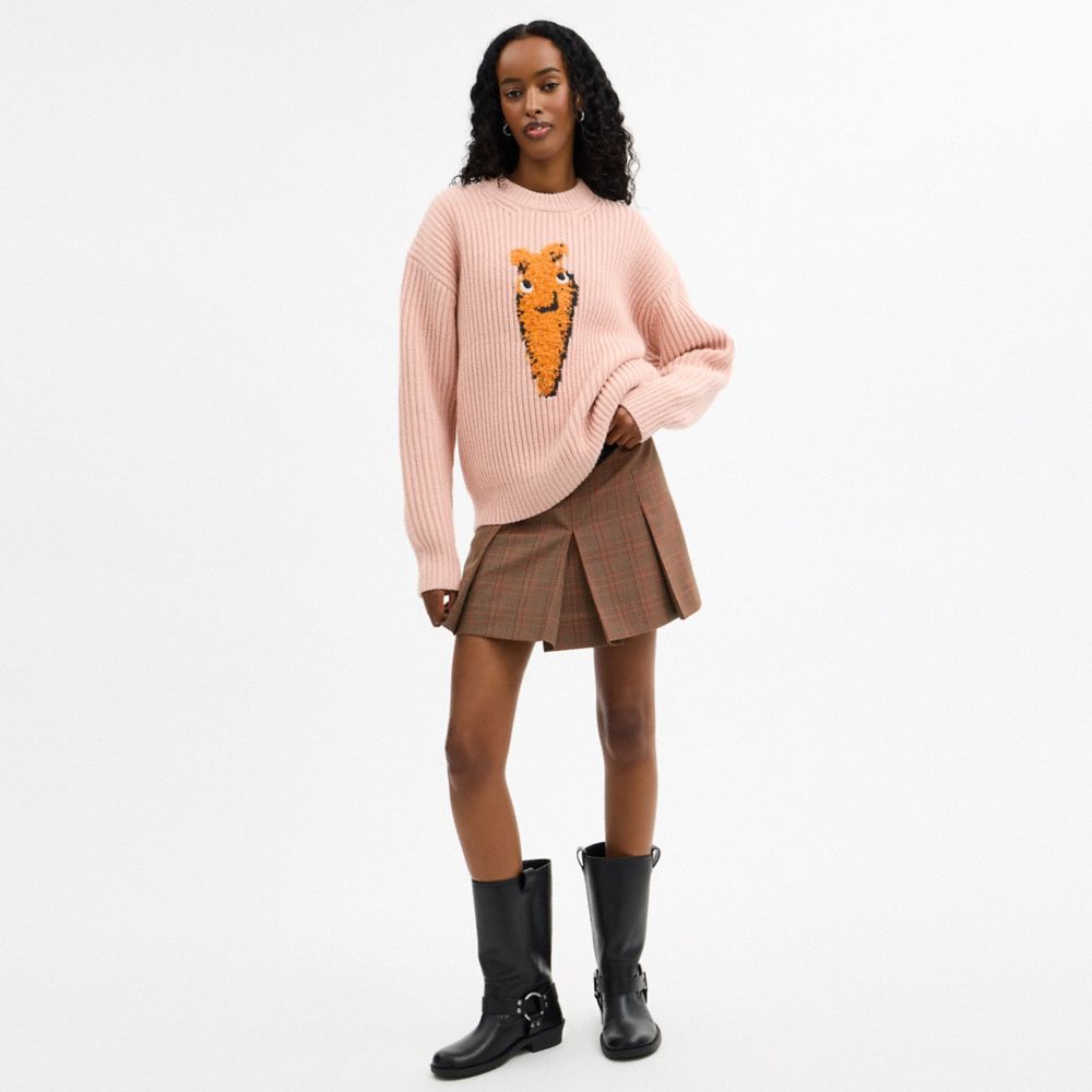 COACH®,Carrot Graphic Chunky Crewneck Sweater,,Scale View