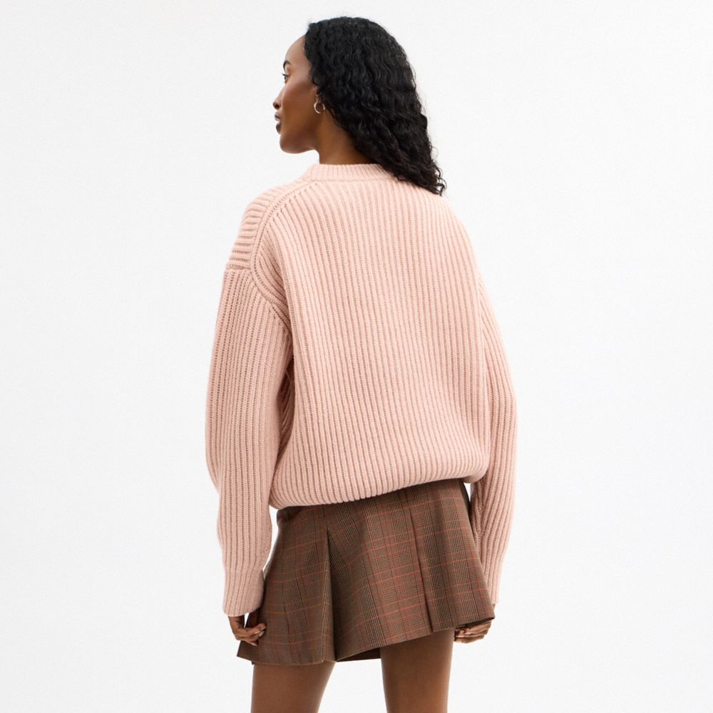 COACH®,Carrot Graphic Chunky Crewneck Sweater,,Scale View