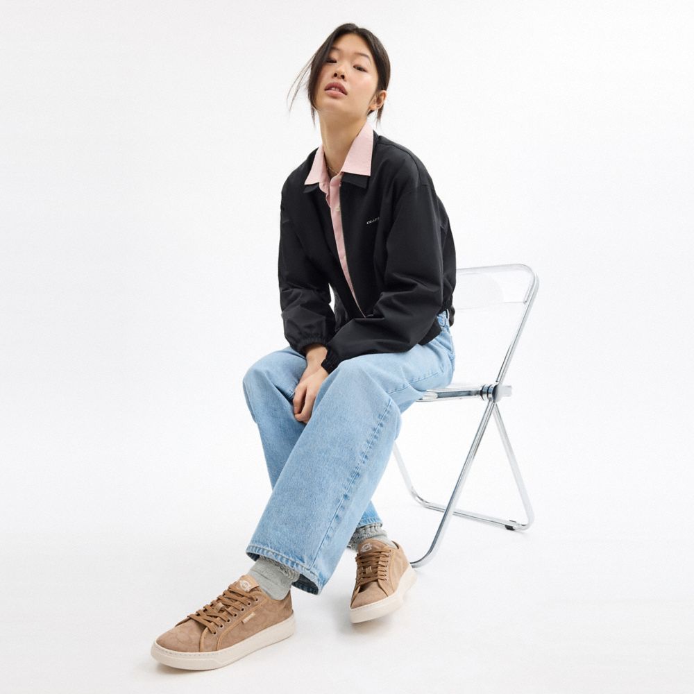 COACH®,Canvas Sneaker,Brown,Detail View