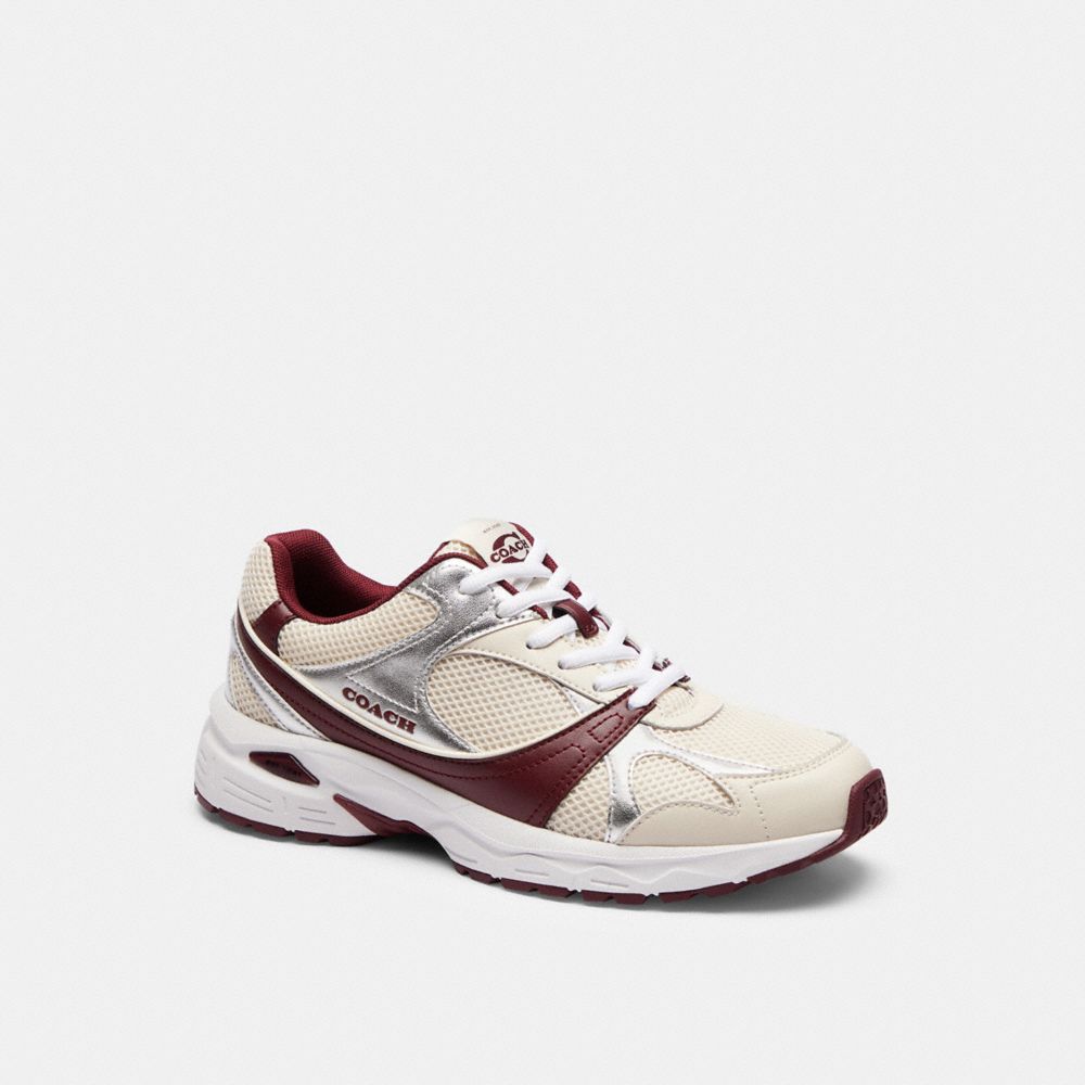COACH®,Sport Sneaker,Rubber,Lining Mesh,Leather,Mesh,Low Top,Activewear,Fabric,Perforated,Shoelaces,Pull Tab,Activewear,,Front View