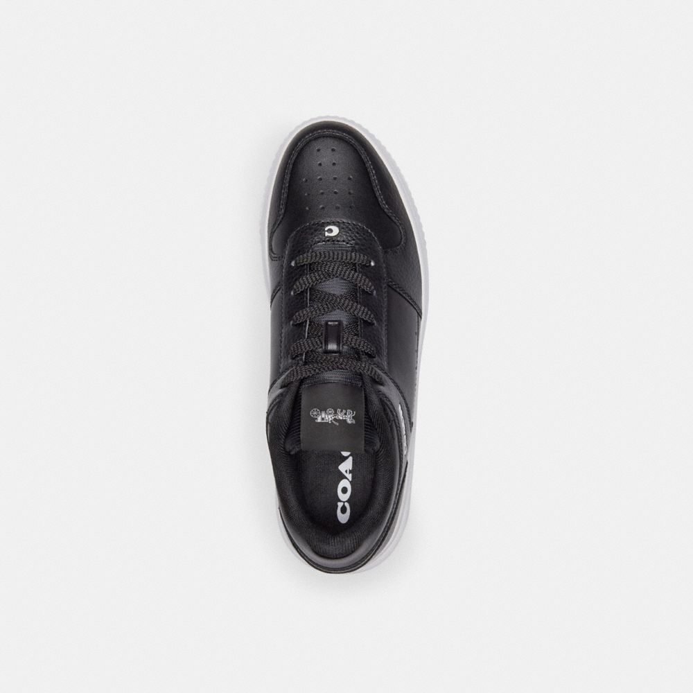 COACH®,Platform Sneaker,Lining Mesh,Mesh,Leather,Rubber,Lining Fabric,Casual,Low Top,Fabric,Perforated,Pull Tab,Casual,Black,Inside View,Top View