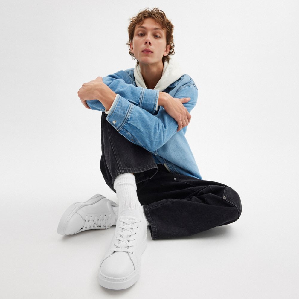 COACH®,High Line Sneaker,EVA,Leather,Low Top,Casual,Fabric,Shoelaces,Breathable,Casual,White,Detail View
