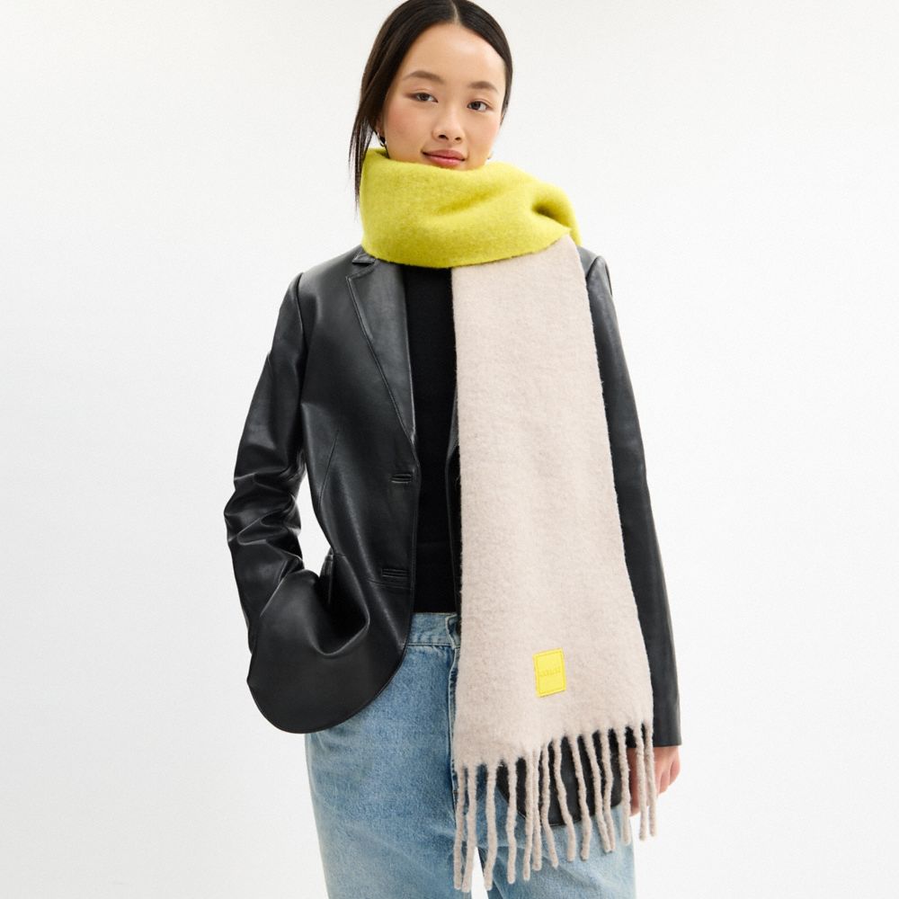 Женские аксессуары Coach Colorblock Muffler With Rubber Patch — фото 2
