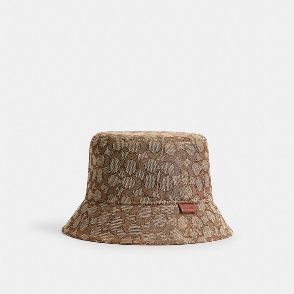 Coach Signature Jacquard Bucket Hat In Brown