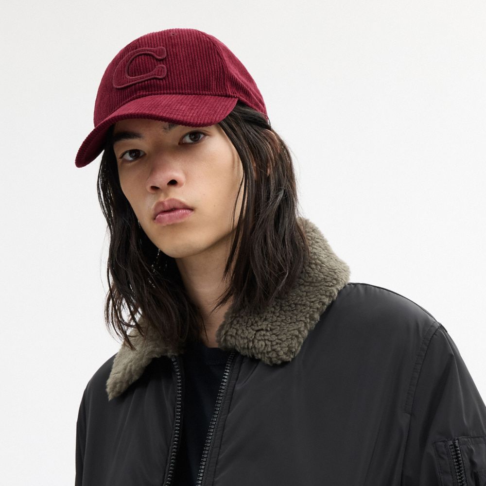 Coach Signature Patch Baseball Hat In Red