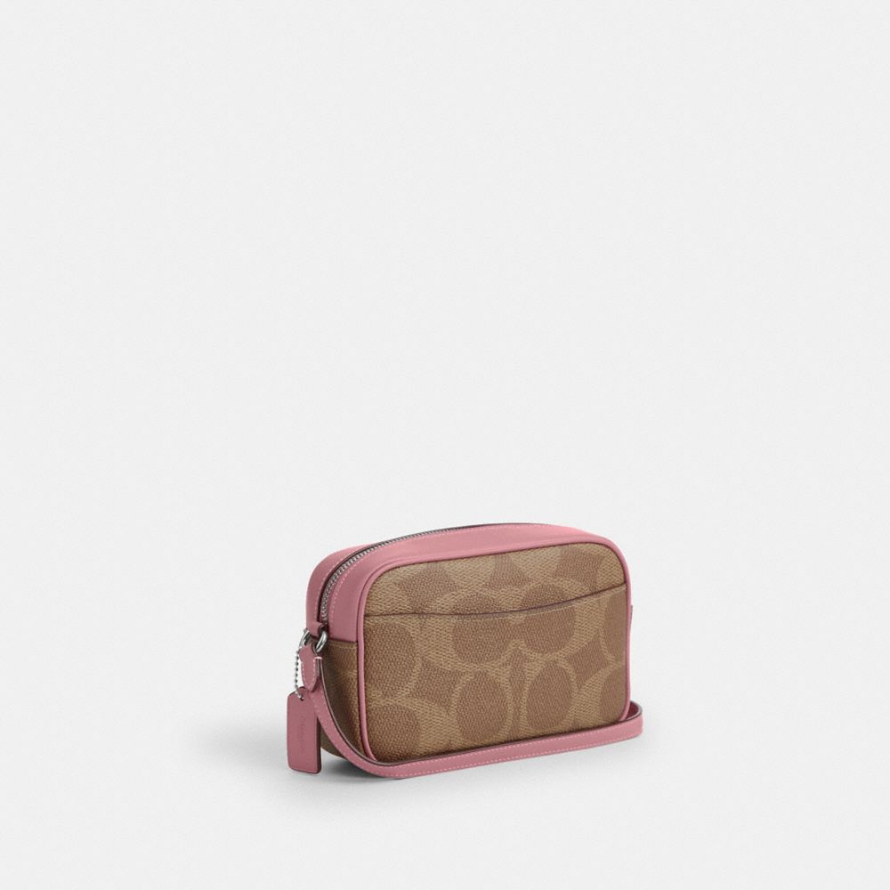 COACH®,ミニ ジェイミー カメラ バッグ・マキシ シグネチャー キャンバス,ミニバッグ&お財布ショルダー,ｼﾙﾊﾞｰ/ﾀﾝ/ﾀﾞｽﾃｨｰ ﾋﾟﾝｸ