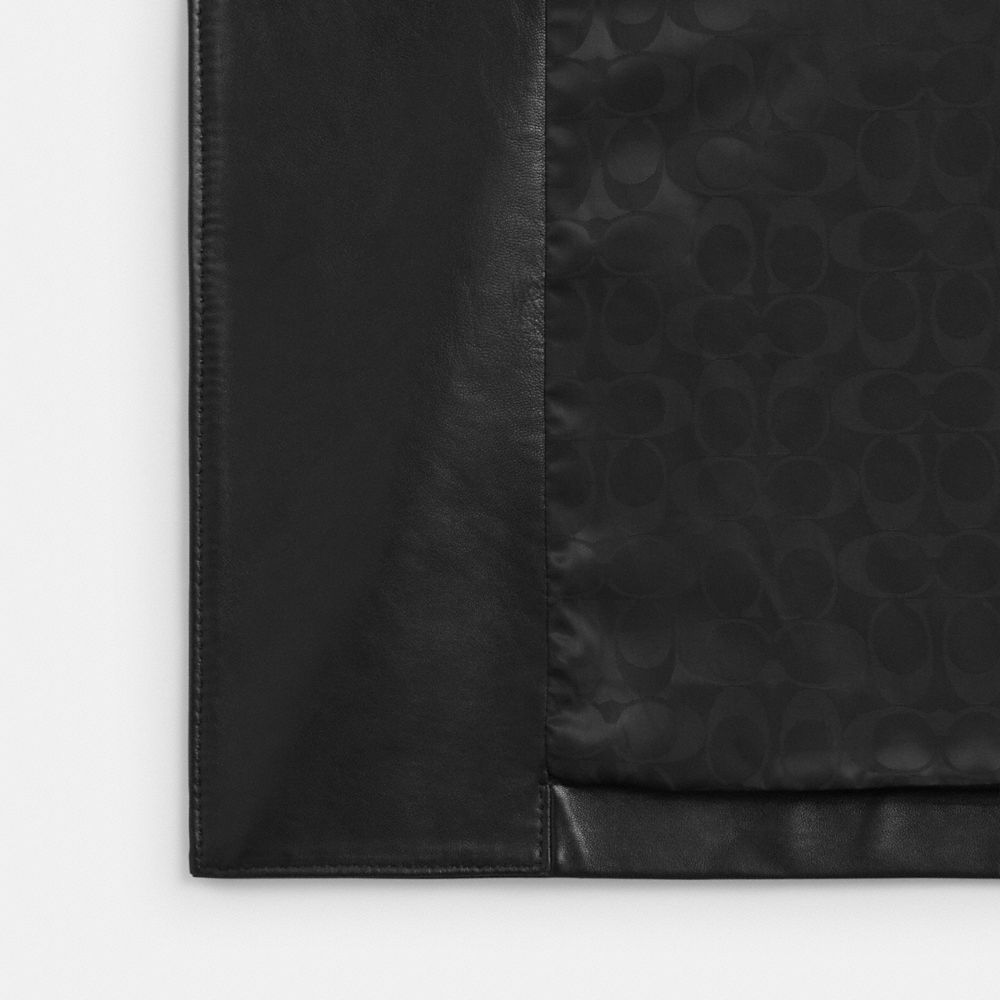 Coach Leather Mac Coat In Black