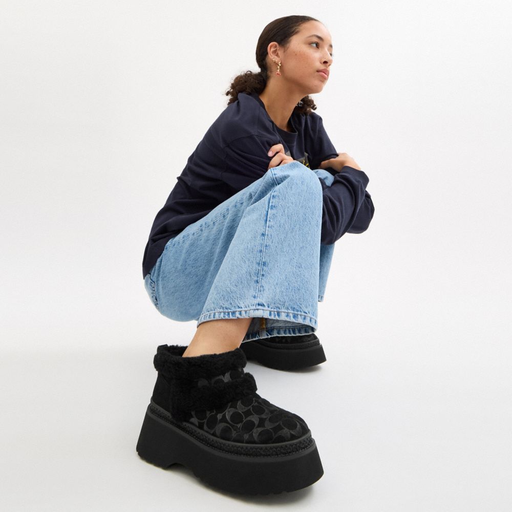 Coach Christina Bootie In Signature Suede In Multi